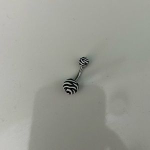 Zebra belly button ring